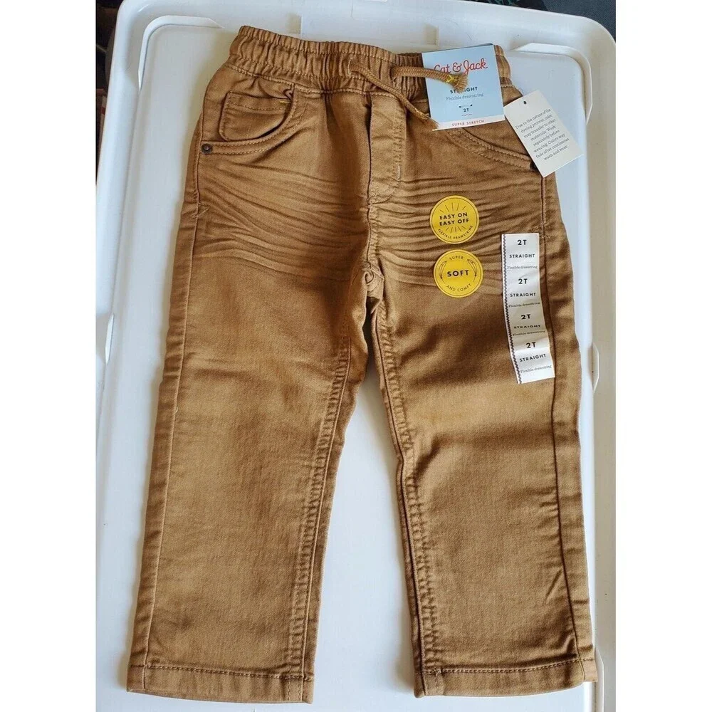 Cat & Jack Pants Boy's Girl's Size 2T Straight School Approved Khaki Pants New